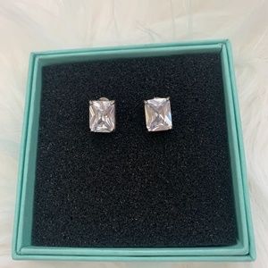 Emerald cut faux diamond stud earrings